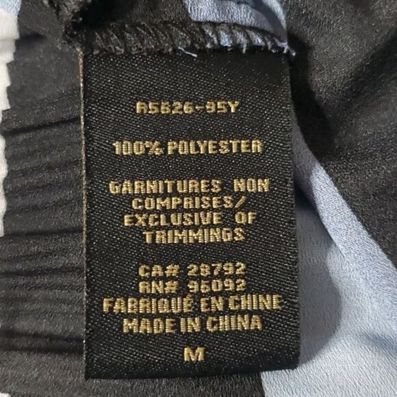 𝅺renuar Blue White Striped Pleated Round Neck Long Bell Sleeves Blouse Size M - Picture 9 of 10